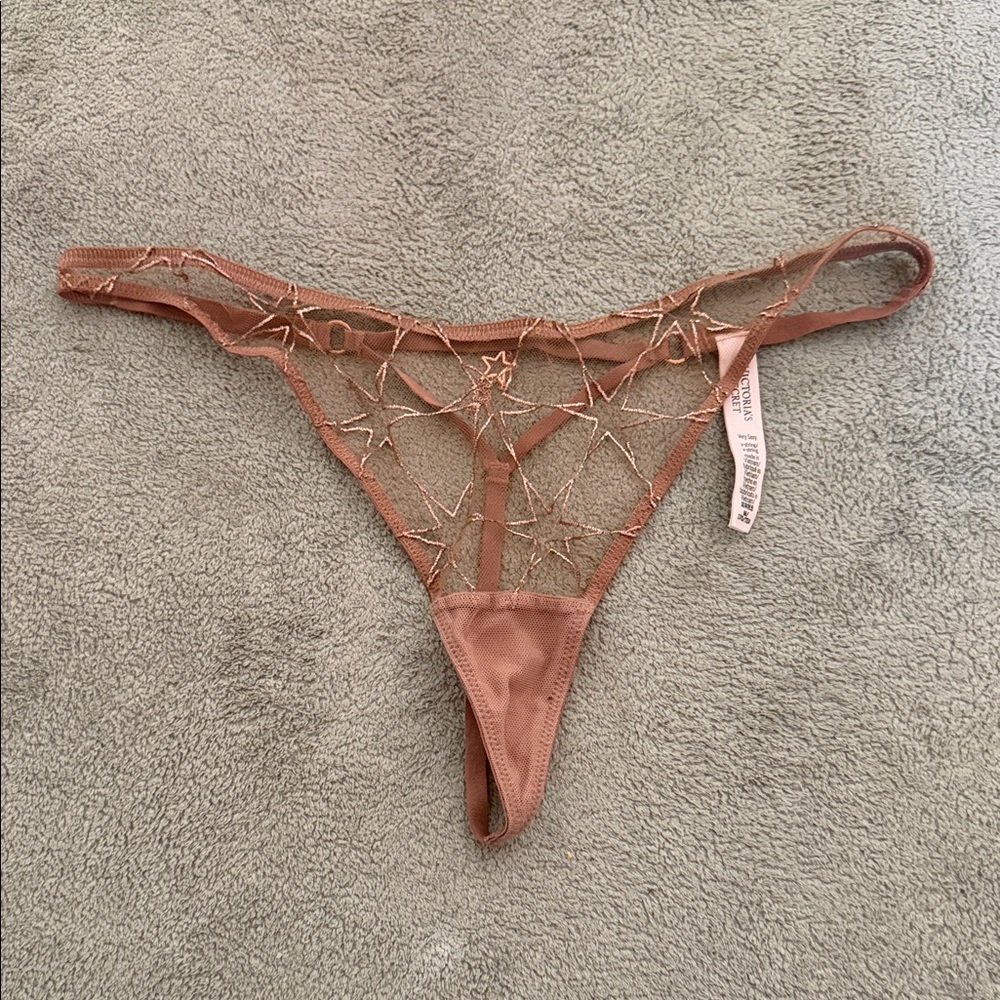 Victoria's Secret Mauve Sheer Star-Embroidered Thong